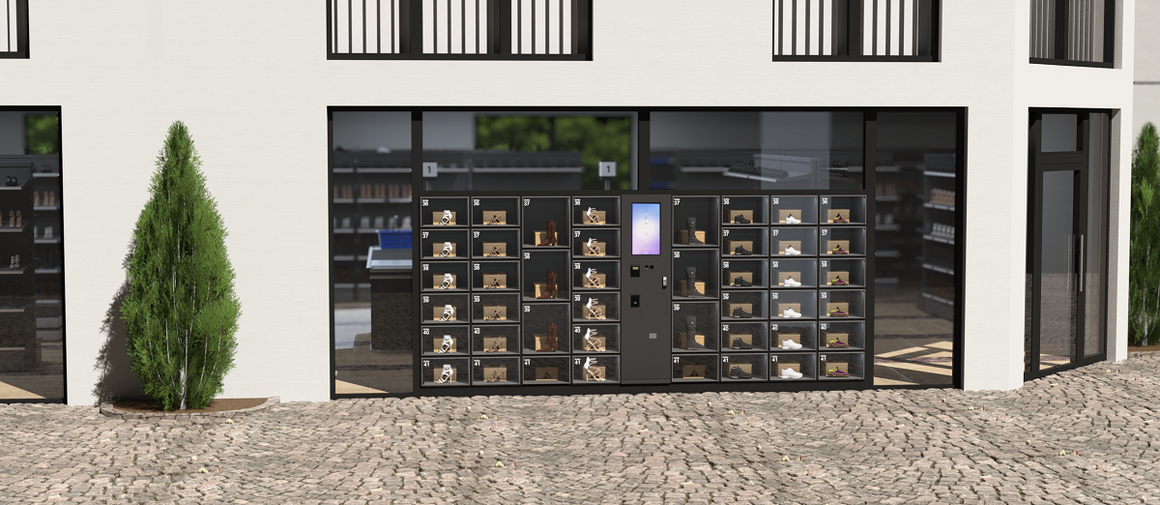 Verkoopautomaat CombiVend ingebouwd in de etalage