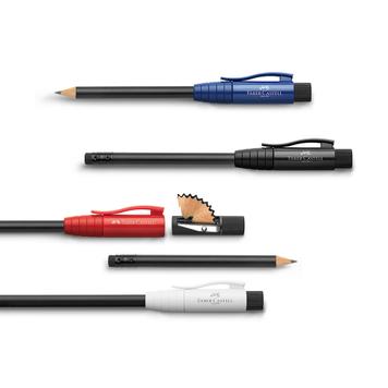 Het „perfekte potlood" van Faber Castell, met geïntegreerde puntenslijper en gum