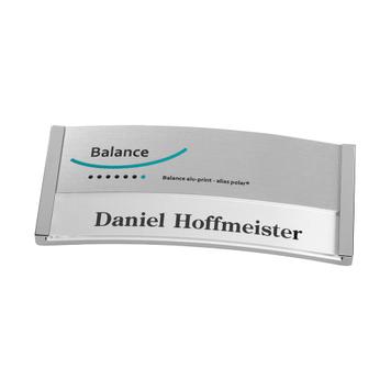 Naambadge „Balance Alu-Print” incl. bijkomende drukkosten