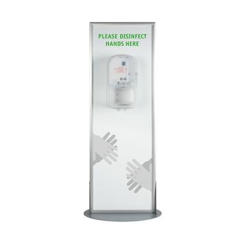 Desinfectiezuil„Multi” 2-zijdig met Steripower handdesinfectiedispenser