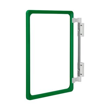 Regalstopper für DIN A4 Rahmen an Traversen und Stahlwänden, wahlweise mit farbigem Plakatrahmen