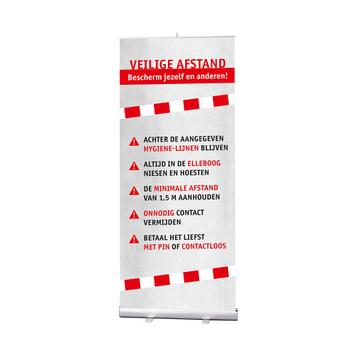 Roll Banner "Stick" incl. Banner "Keep Your Distance" or "Hygiene Notice"