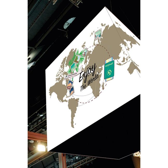 Banner met digitaaldruk voor textielframe-systeem „Cube”