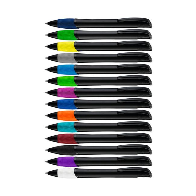Metalen balpen „Opera M“, zwart met kleurrijke gripzone