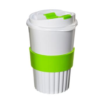 Coffee-to-go-Becher mit farbigen Applikationen