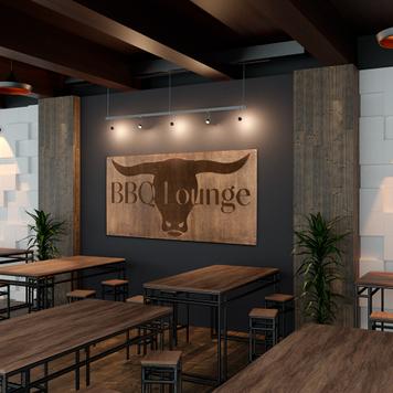 Wooden Sign Madera "BBQ Lounge"
