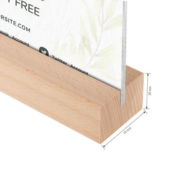 Wooden Menu Card Holder "Beech" in Standard Paper Sizes